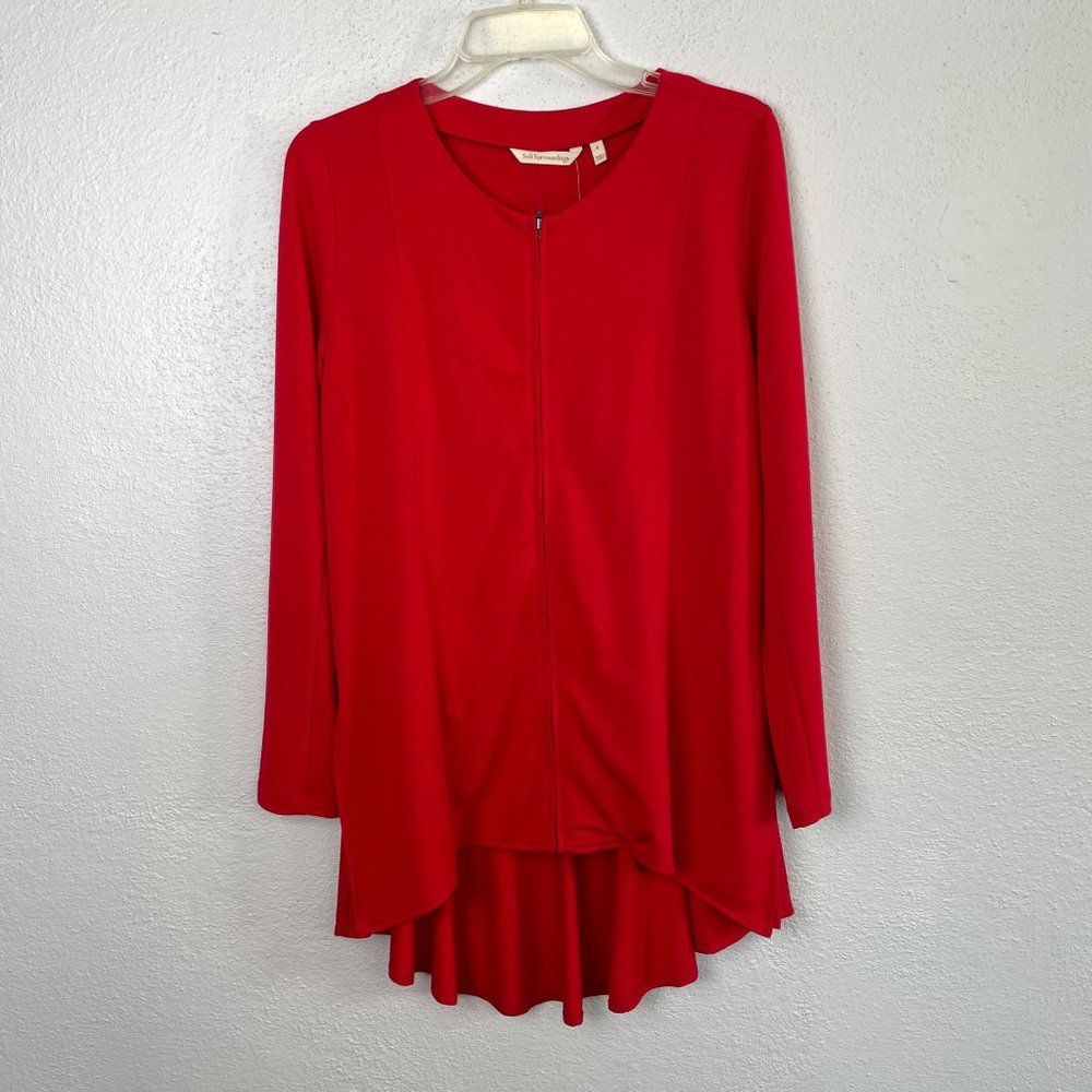 NWT Soft Surroundings Women's Red Long Sleeve Zip Up Calista Jacket - Size S